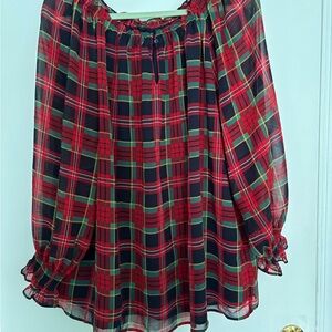 Plaid Red and Green Blouse Talbots 2X
